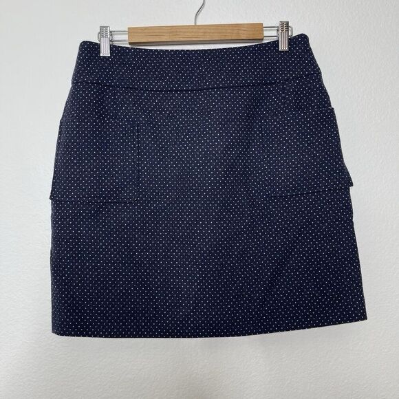 Hobbs Dresses & Skirts - Hobbs London Mini Skirt US 8 UK 12 Blue Polka Dot Wool Blend Preppy A Line Paris